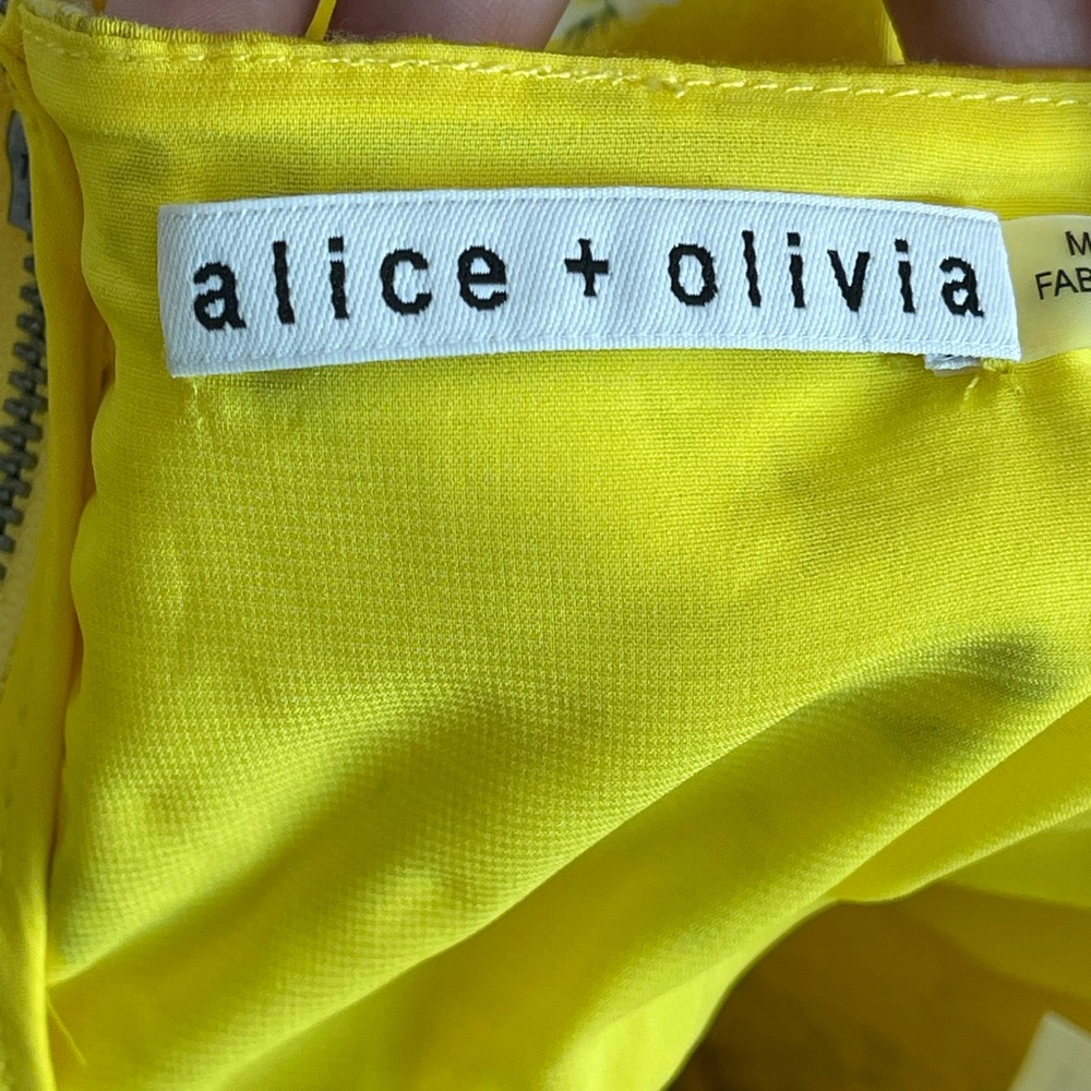 New Alice + Olivia Shanae Floral Ruffle Crop Top Womens Yellow - Picture 11 of 11